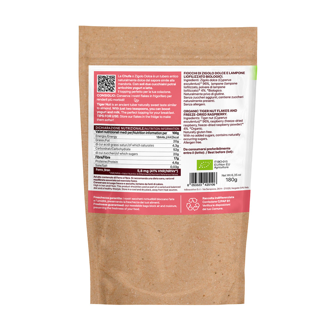 Chufa Flakes al Lampone Bio - Fiocchi di Chufa Senza Glutine - 180g