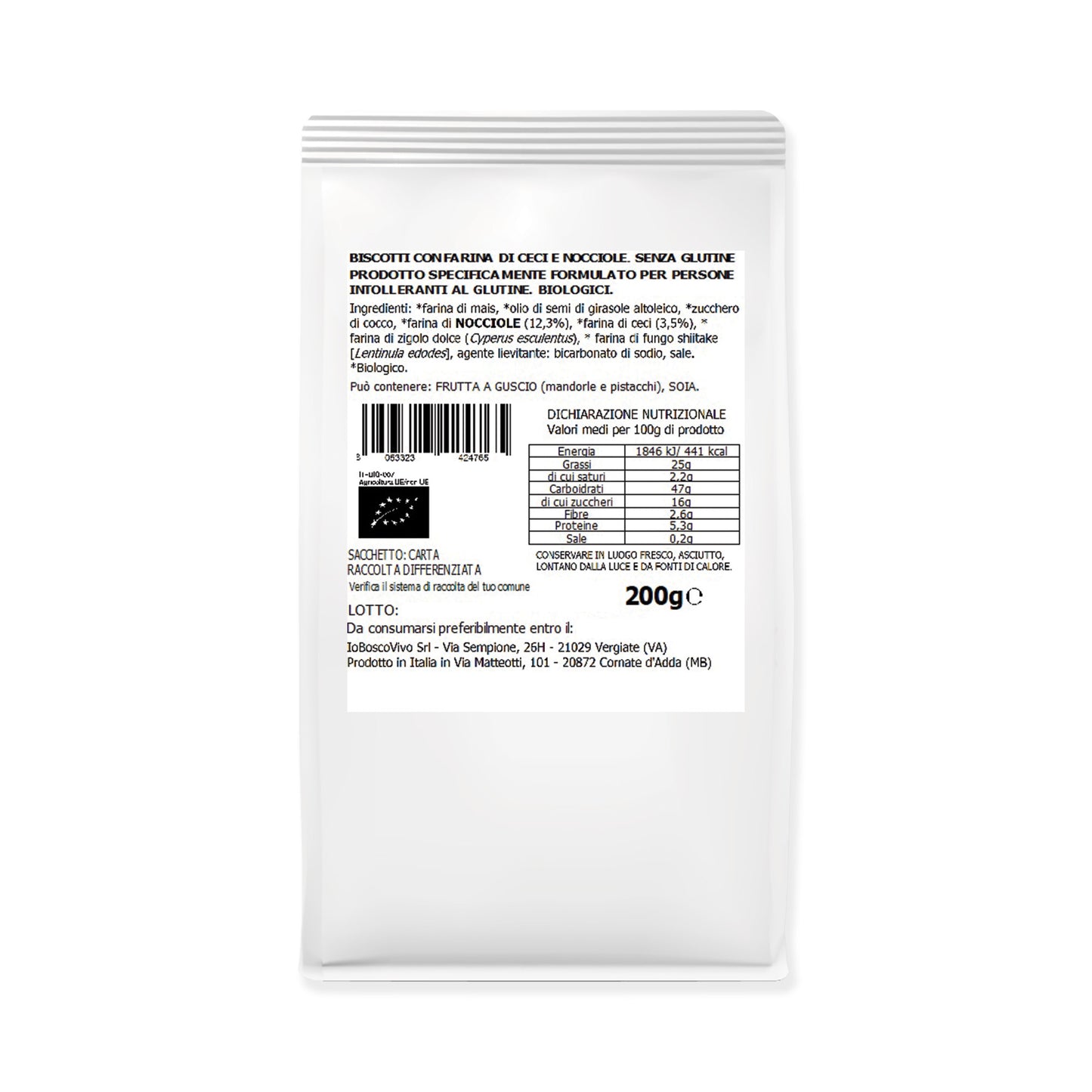 Biscotti S/Glutine alle Nocciole e Farina di Ceci BIO 200g