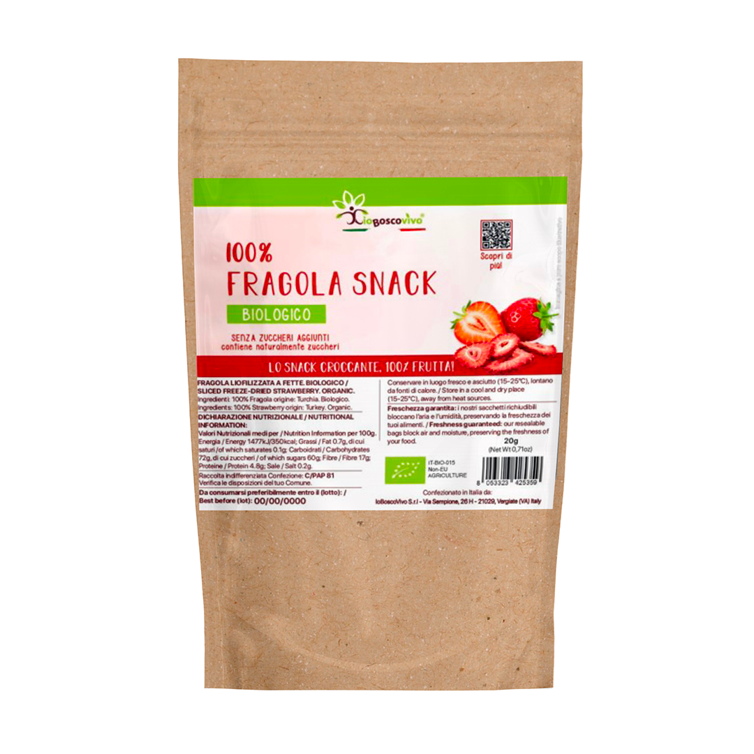 100% Fragola a fette liofilizzata BIO - 20g