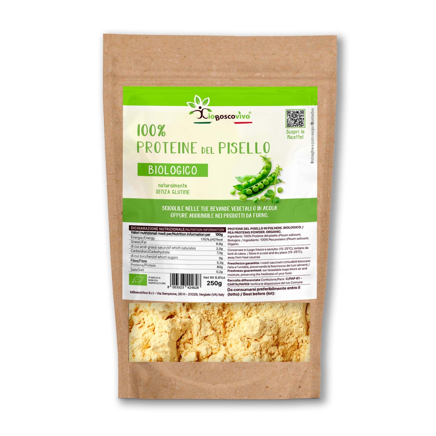 100% Proteine del Pisello in polvere BIO - 250g
