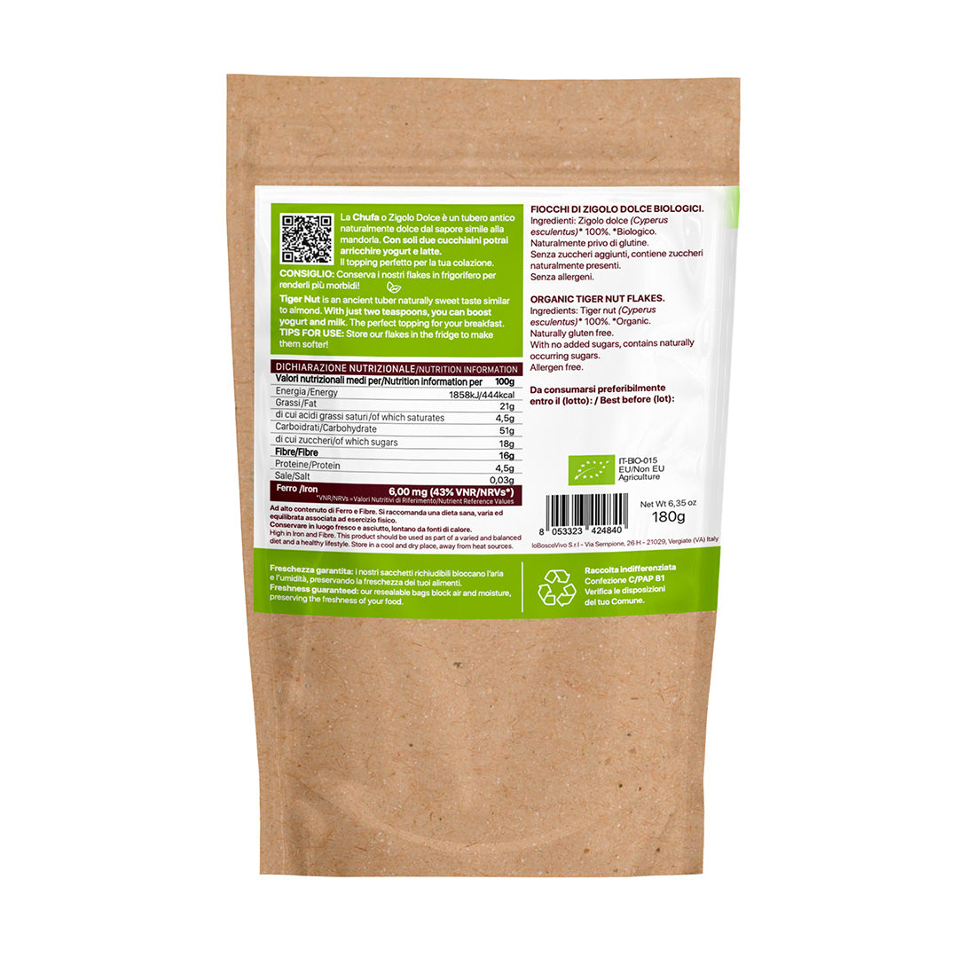 Chufa Flakes al Naturale Bio - Fiocchi di Chufa Senza Glutine - 180g
