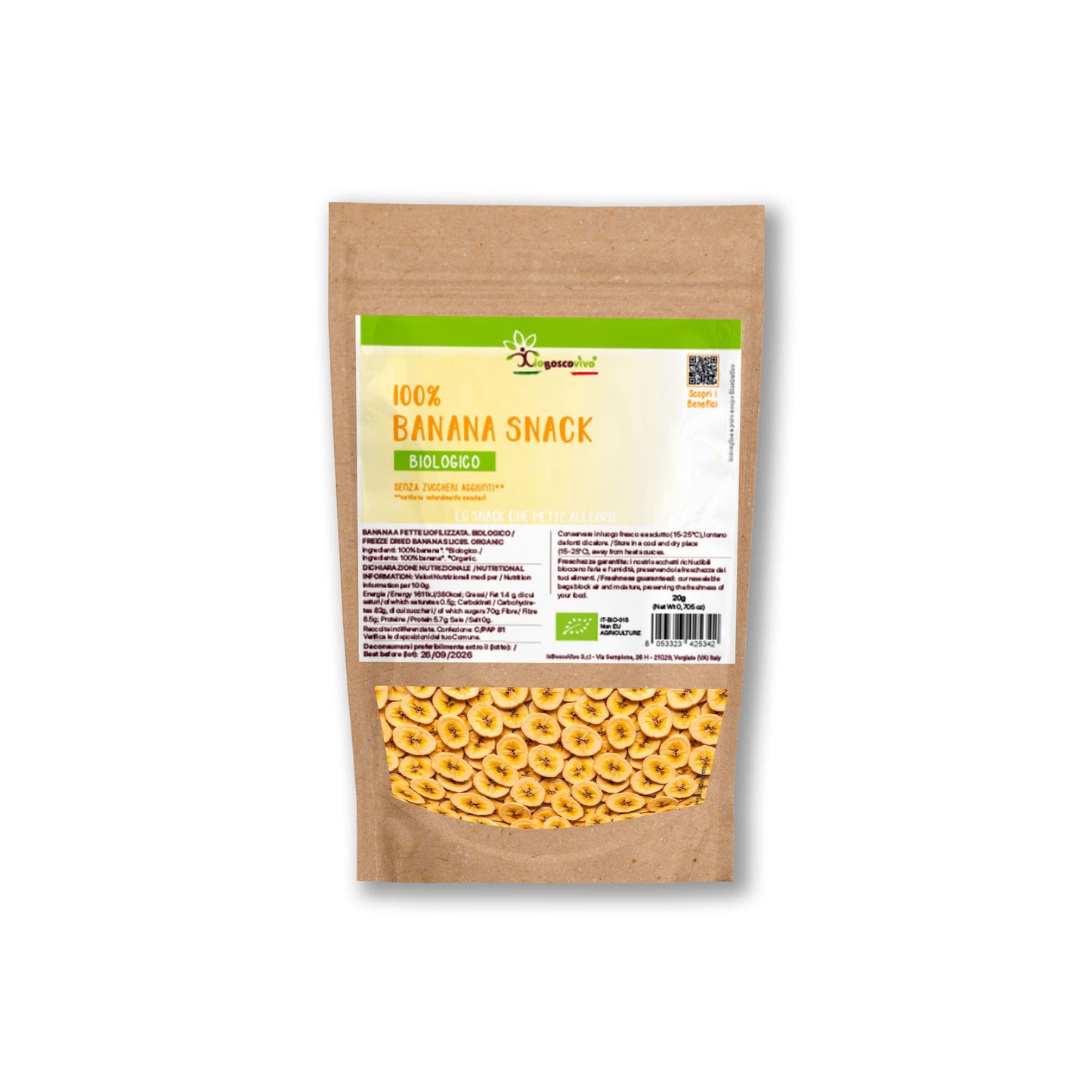 100% Banana Liofilizzata Biologica a Rondelle 20g - Il Tuo Snack di Frutta!