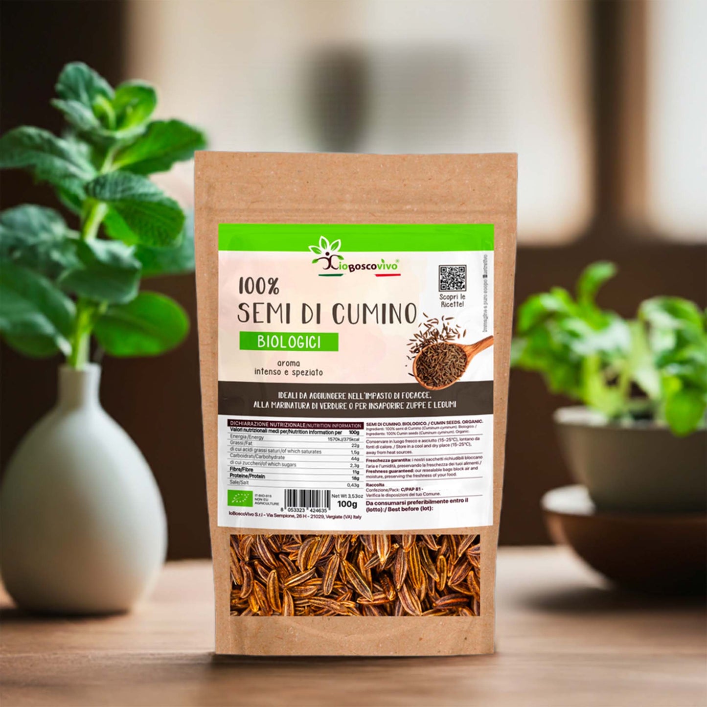 100% Semi di Cumino interi BIO - 100g Ideale per insaporire